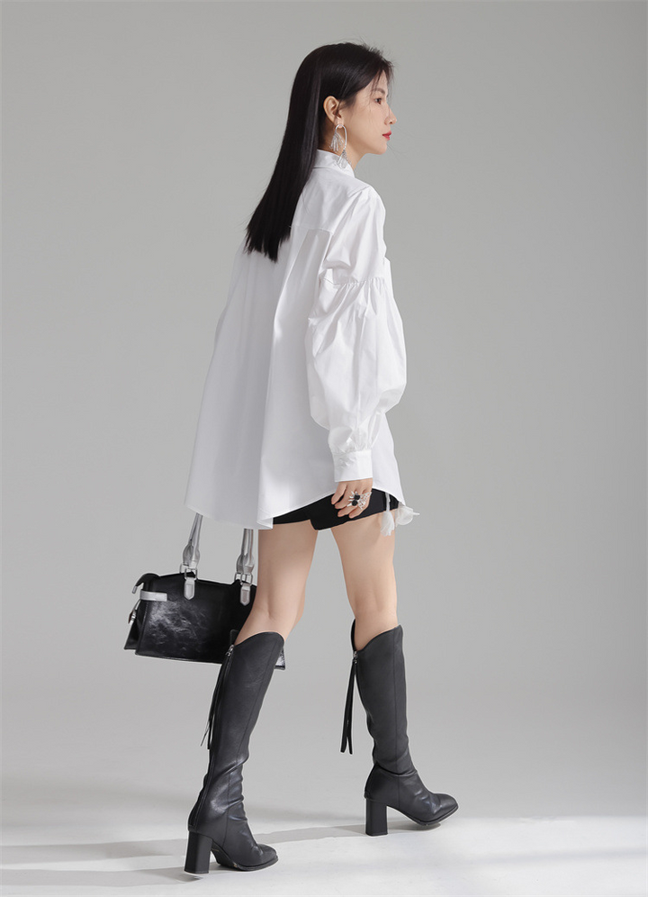 Ribbon design french elegant shirt