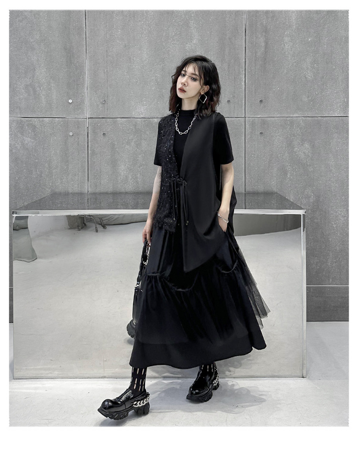 Suspender tulle flare skirt