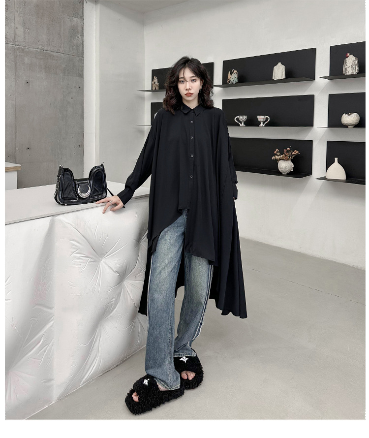 Poncho shirt draped one-piece