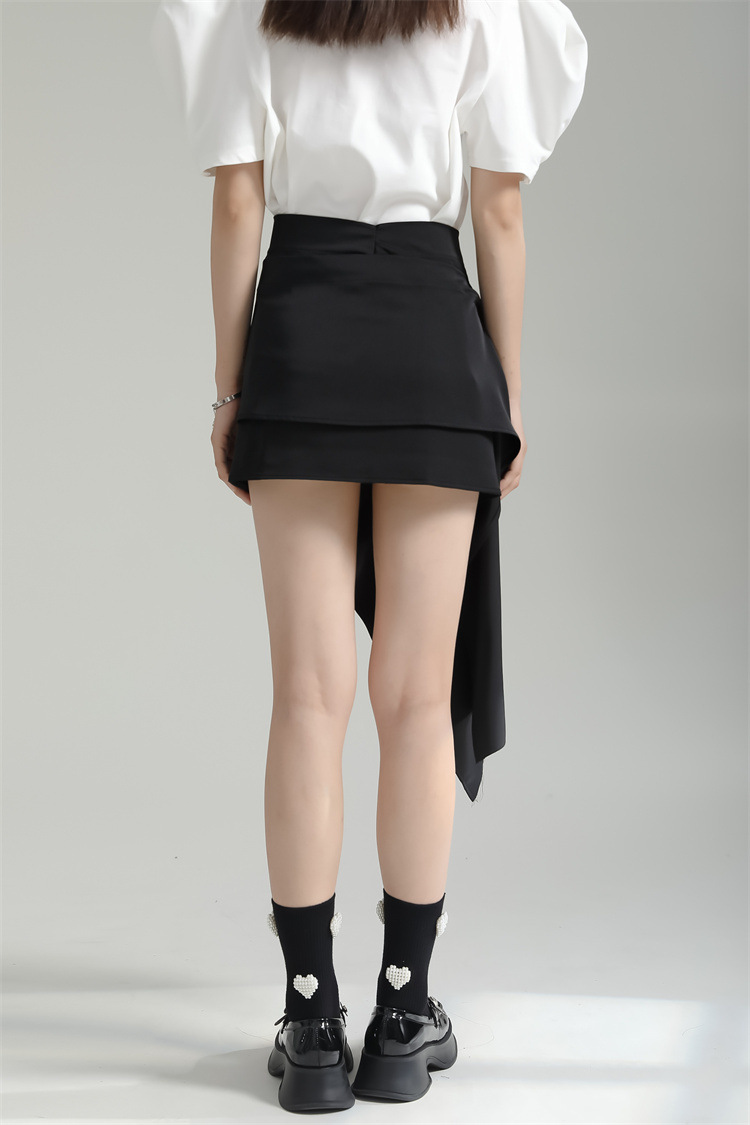 Asymmetry Length Drape Mini Skirt