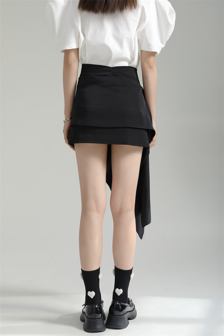 Asymmetry Length Drape Mini Skirt