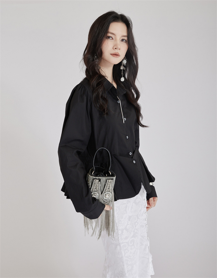 Waist Line Flare Short Shirt