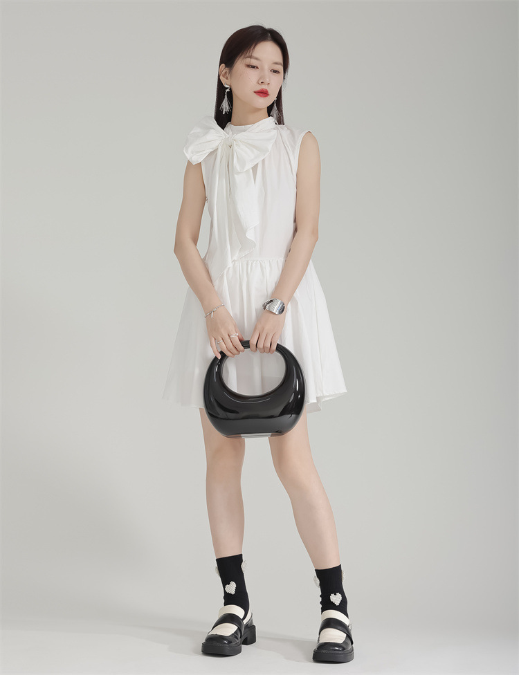 Bow tie sleeveless slim dress
