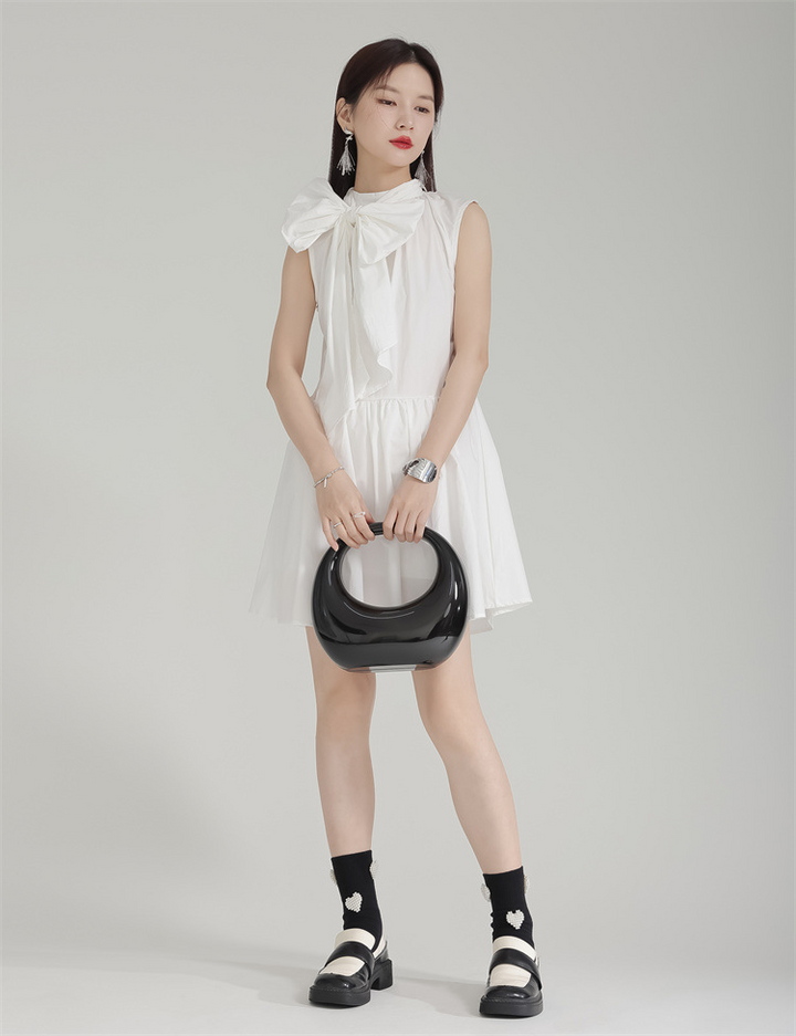Bow tie sleeveless slim dress