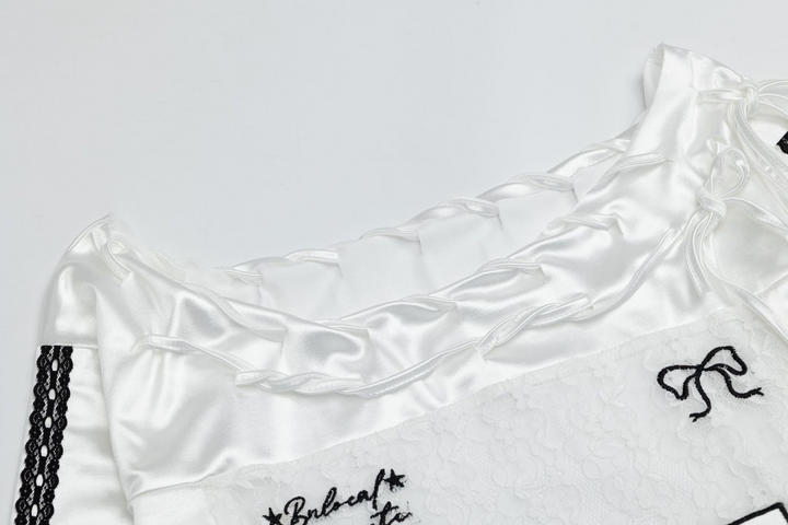 Lace Ribbon Logo Long Sleeve T-shirt