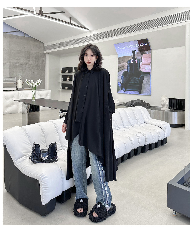 Poncho shirt draped one-piece