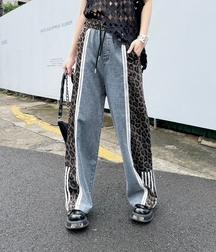 Leopard loose niche design casual pants