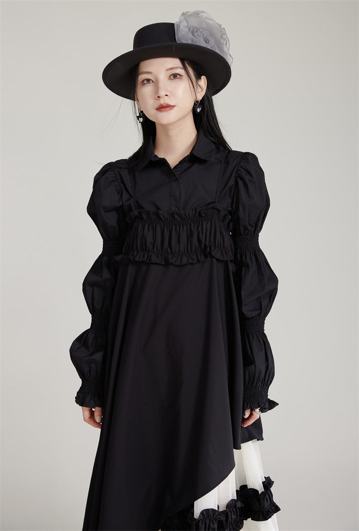 Suspenders Mesh Lace Patchwork A line Dress