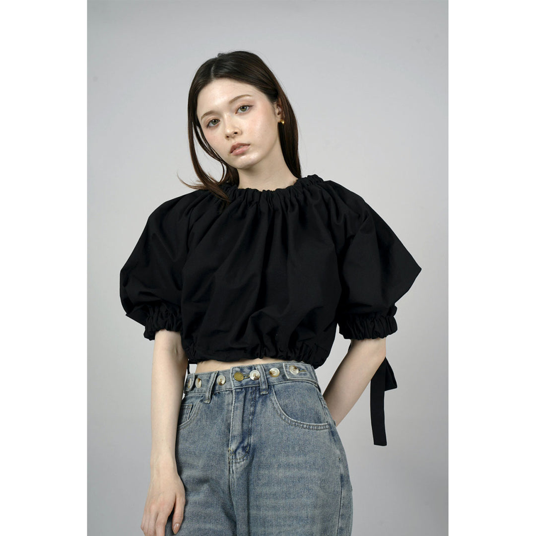 Gathered Shirring Short Shirt
