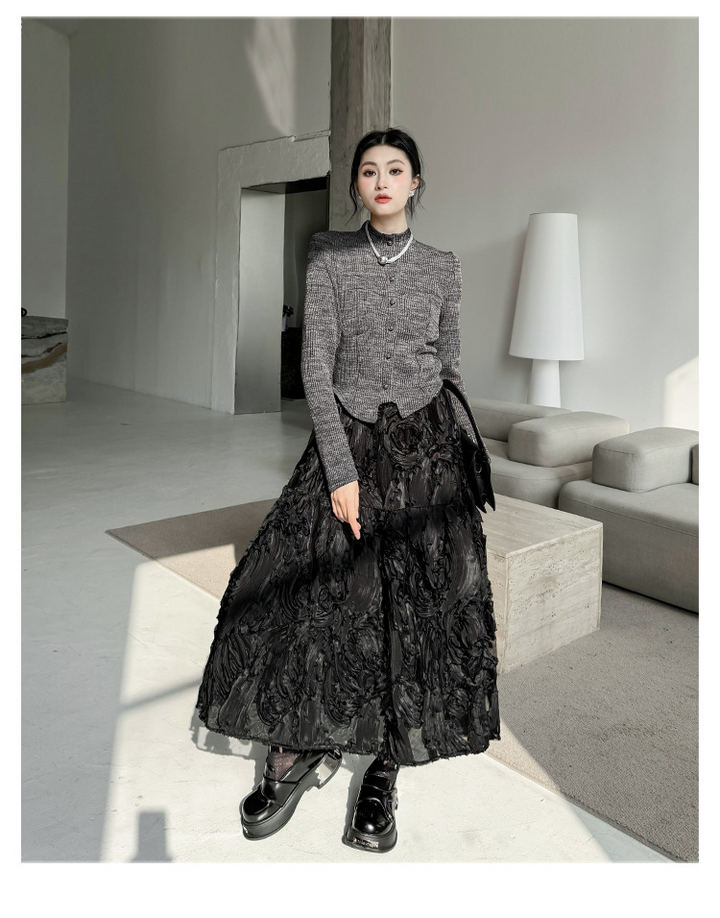 Three-dimensional pattern western a-shaped skirt