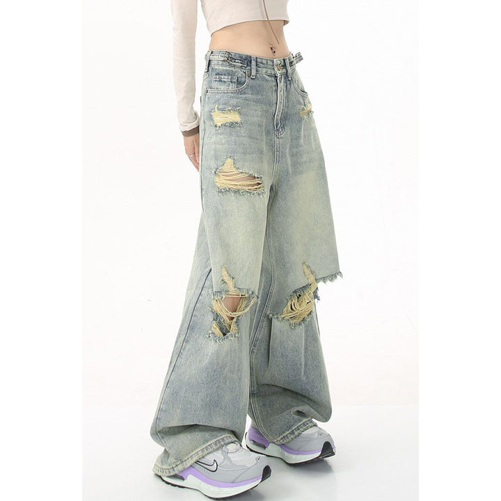 Baggy Silhouette Damage Denim Jeans