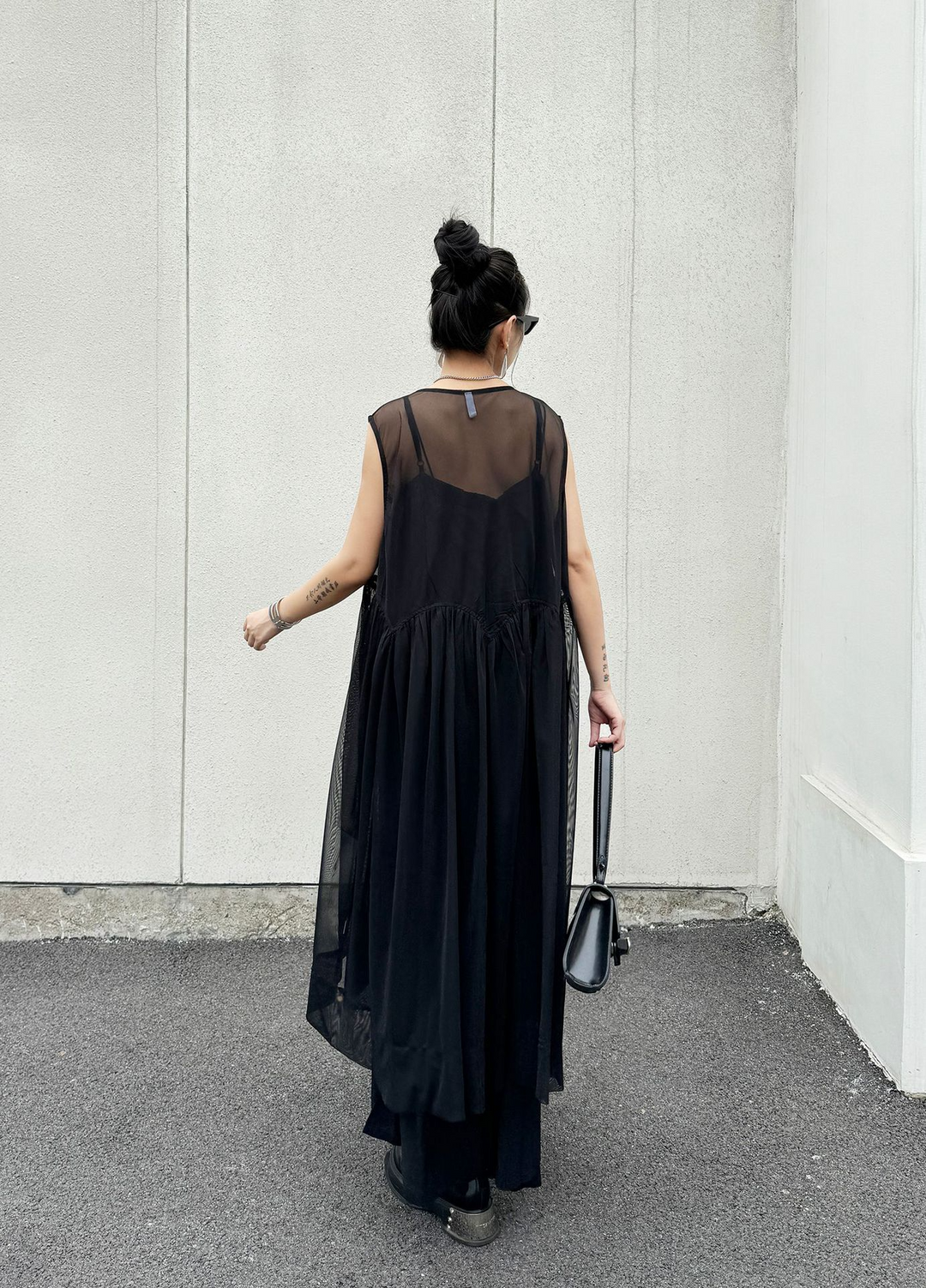 See-through sleeveless dress