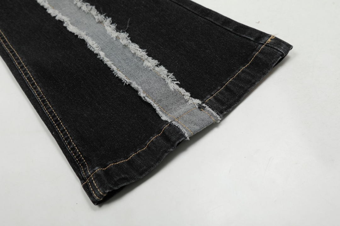 Cross Patchwork Flare Denim Jeans