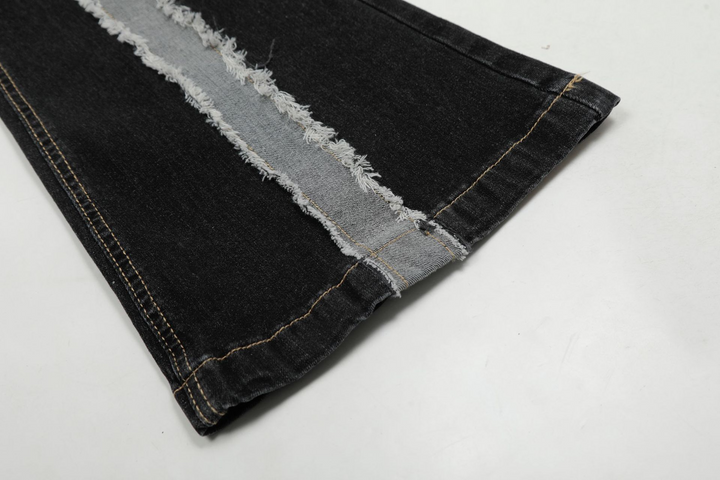 Cross Patchwork Flare Denim Jeans