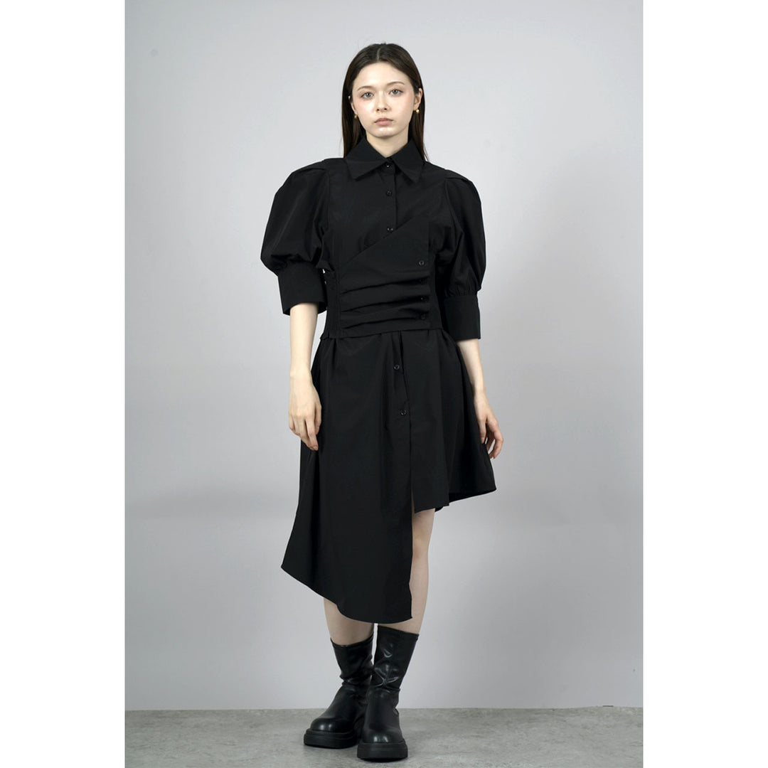 Waist slim waist belt shirt onepiece