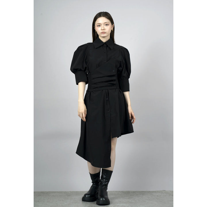 Waist slim waist belt shirt onepiece