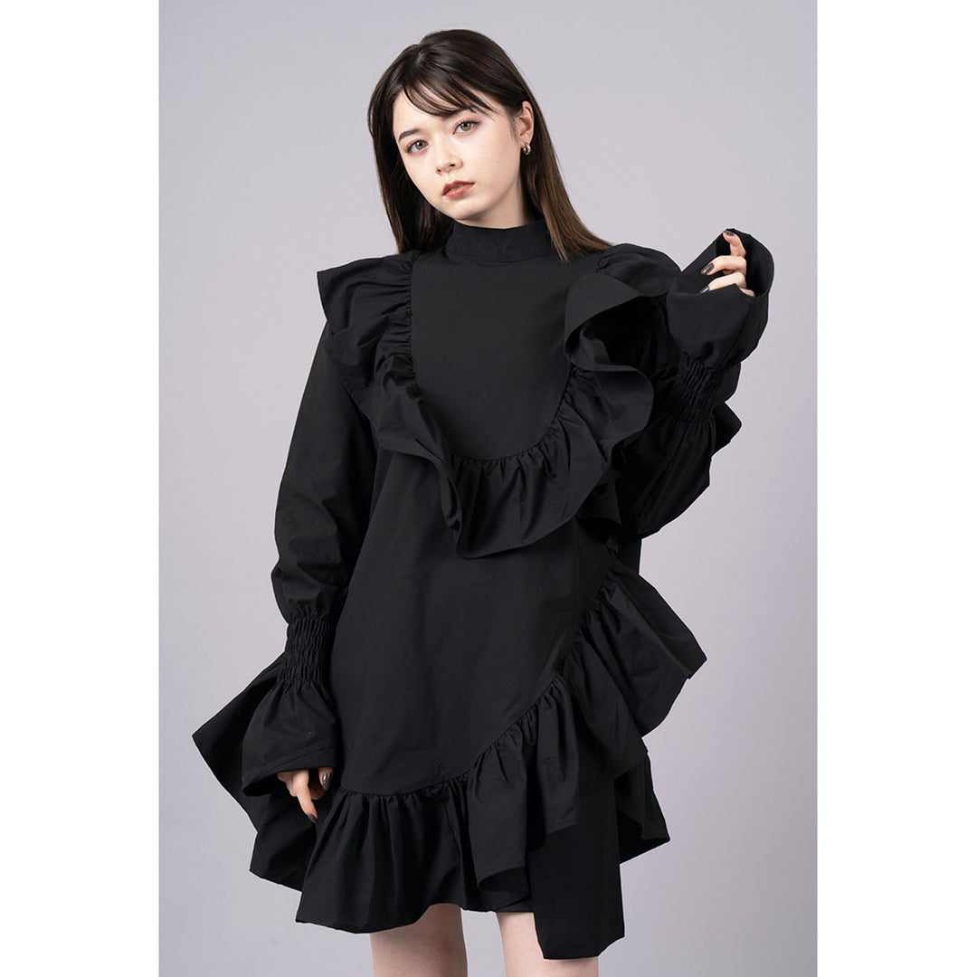 Asymmetry Shirring Tops