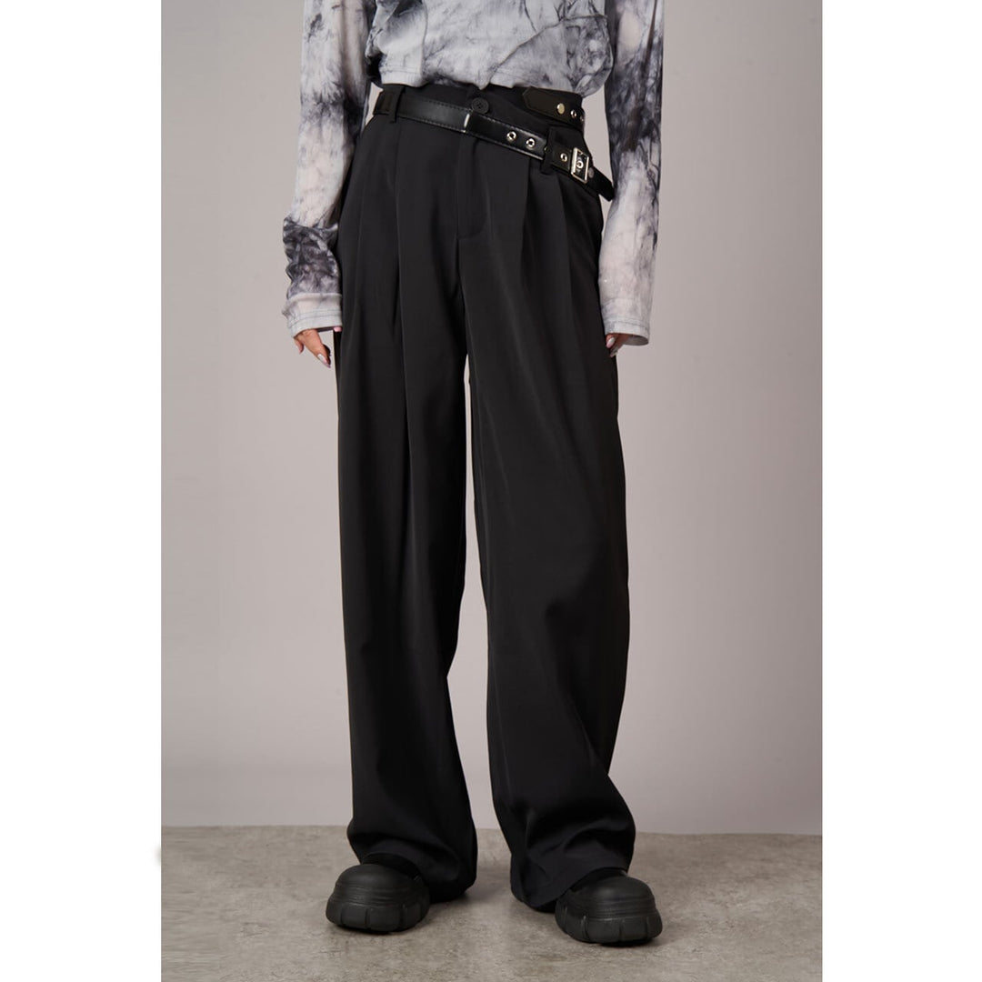 Diagonal Design Waist Straight Pants