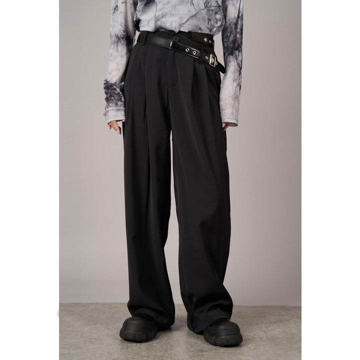 Diagonal Design Waist Straight Pants
