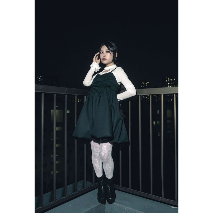 Shirring Tuck Balloon Mini Onepiece