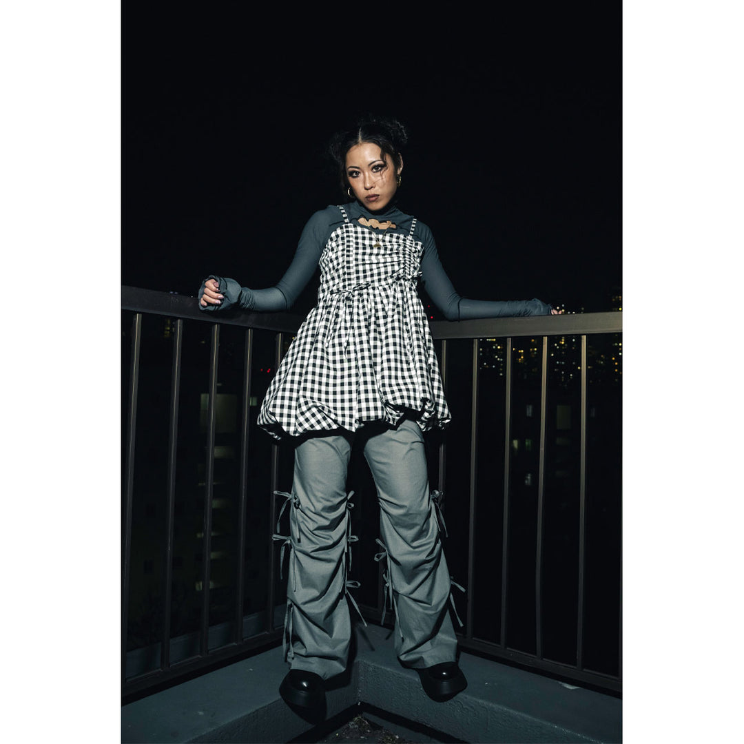 Shirring Tuck Balloon Mini Onepiece