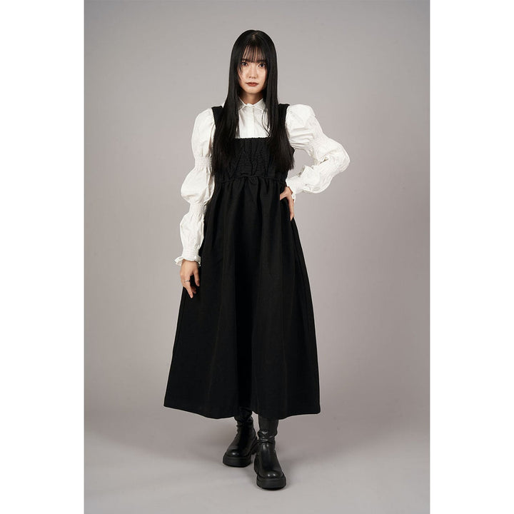 Suspender Long Shirring Onepiece