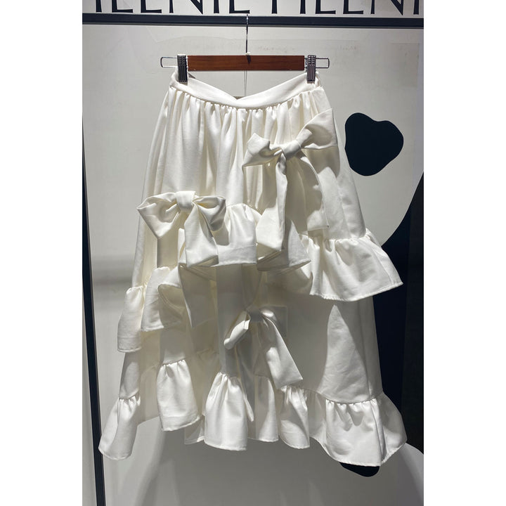 Asymmetry Volume Frill Ribbon Skirt