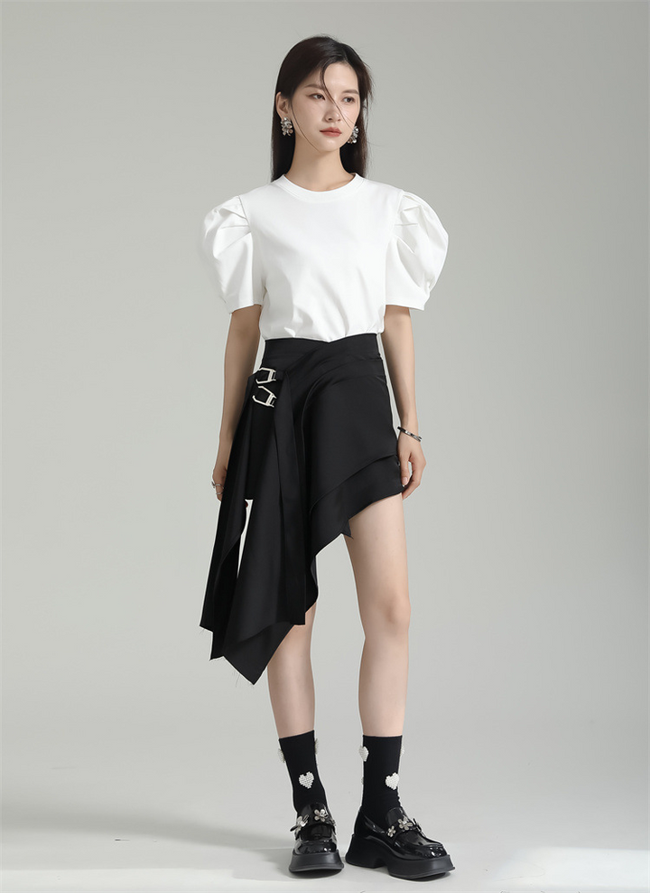 Asymmetry Length Drape Mini Skirt