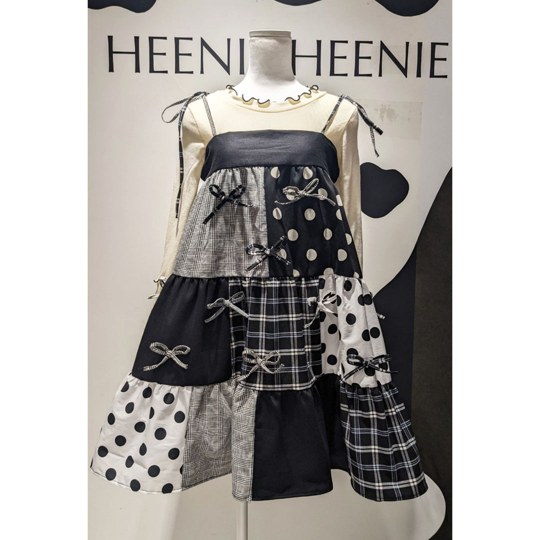 Patchwork Tiered Ribbon Onepiece