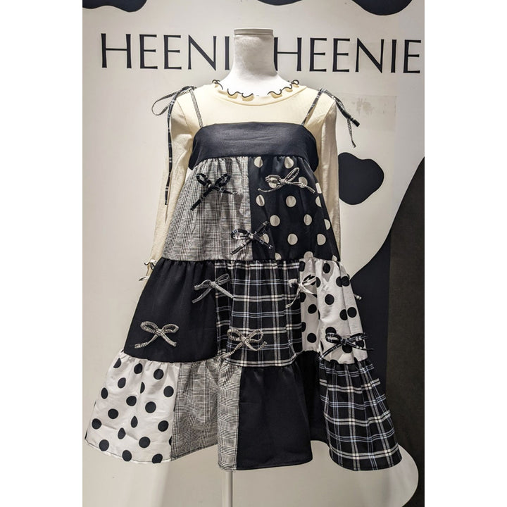 Patchwork Tiered Ribbon Onepiece