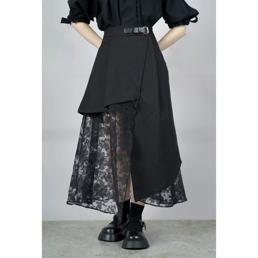 Asymmetry Flare Lace Layered Skirt
