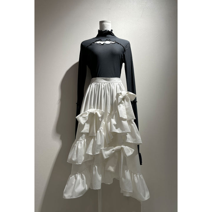 Asymmetry Volume Frill Ribbon Skirt