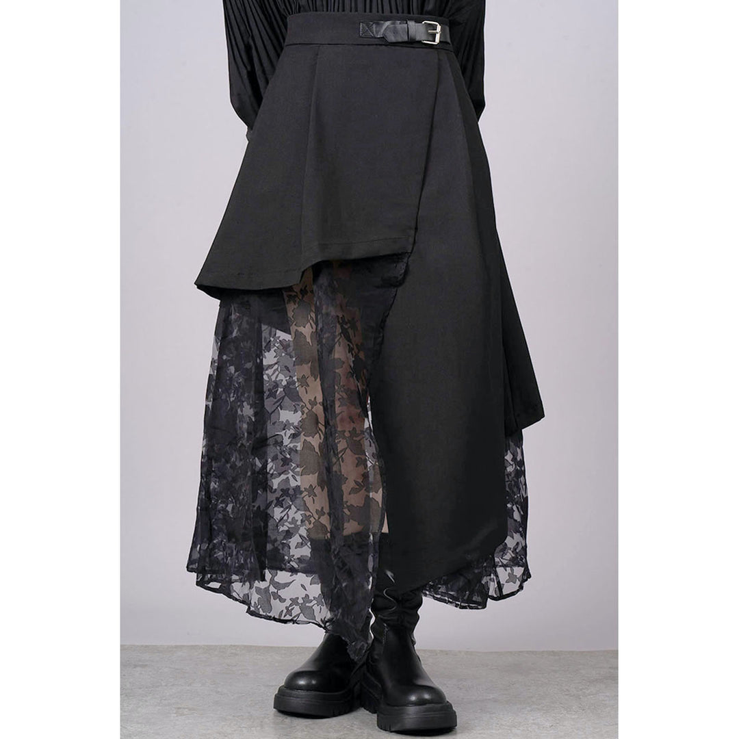 Asymmetry Flare Lace Layered Skirt