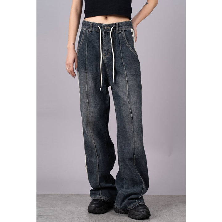Side Lines Drawstring Denim Jeans