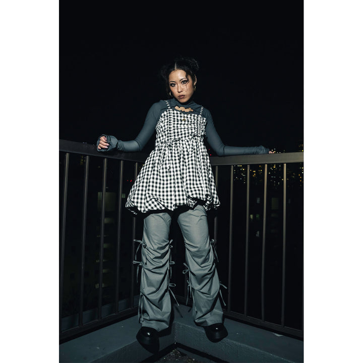 Shirring Tuck Balloon Mini Onepiece