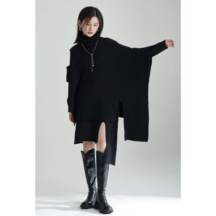 Asymmetry Knit Pullover Setup