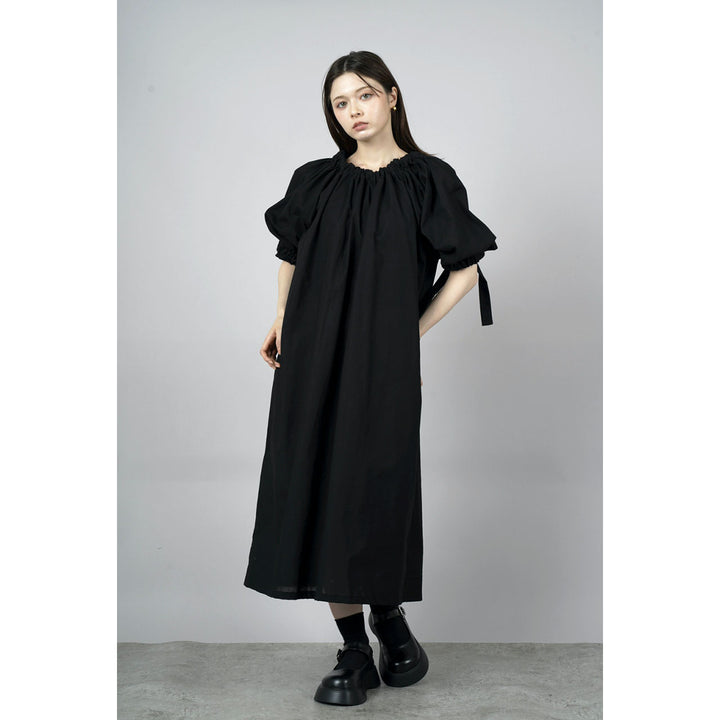 Gathered Shirring Long Onepiece
