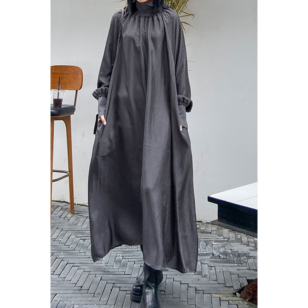 High Neck A-line Gathered Onepiece