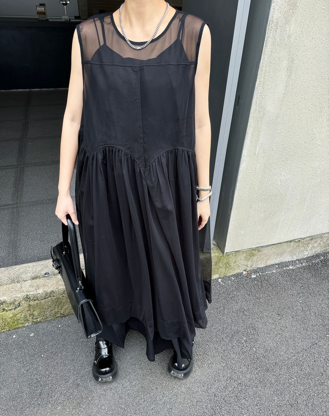 See-through sleeveless dress