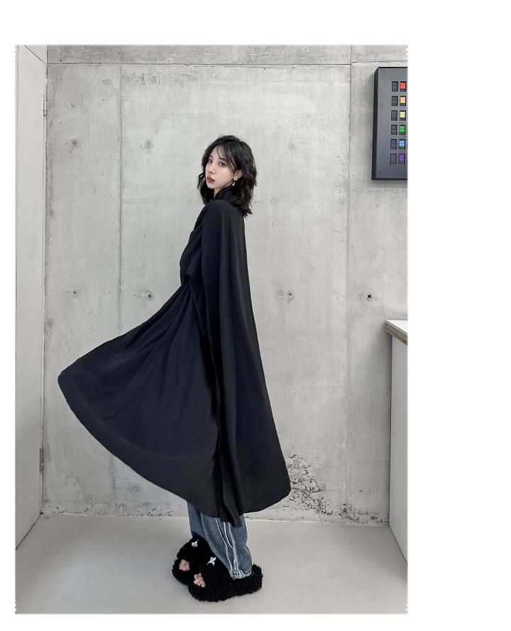 Poncho shirt draped one-piece