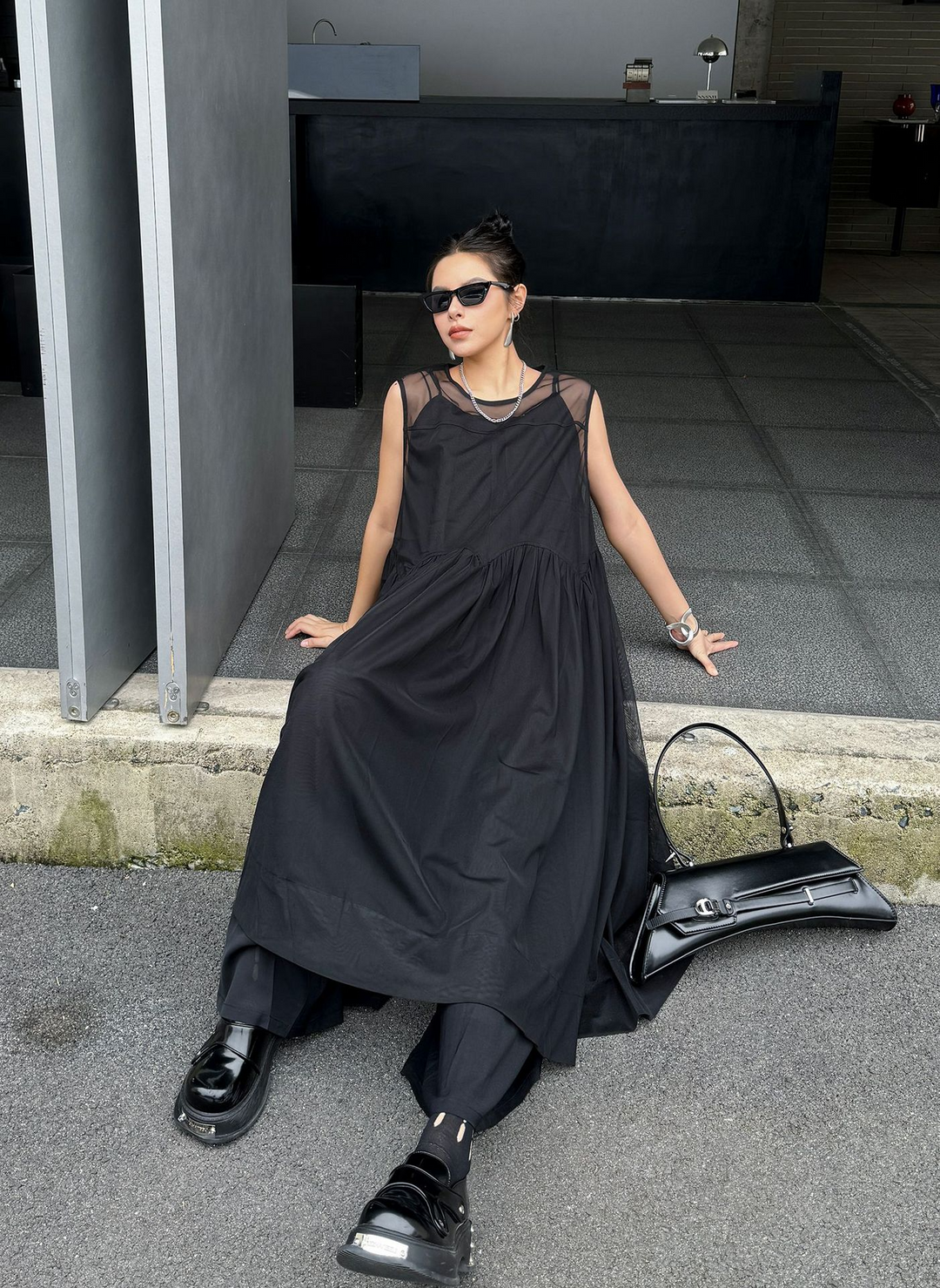 See-through sleeveless dress