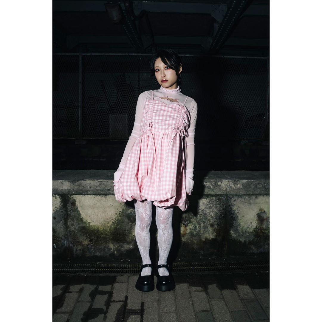 Shirring Tuck Balloon Mini Onepiece