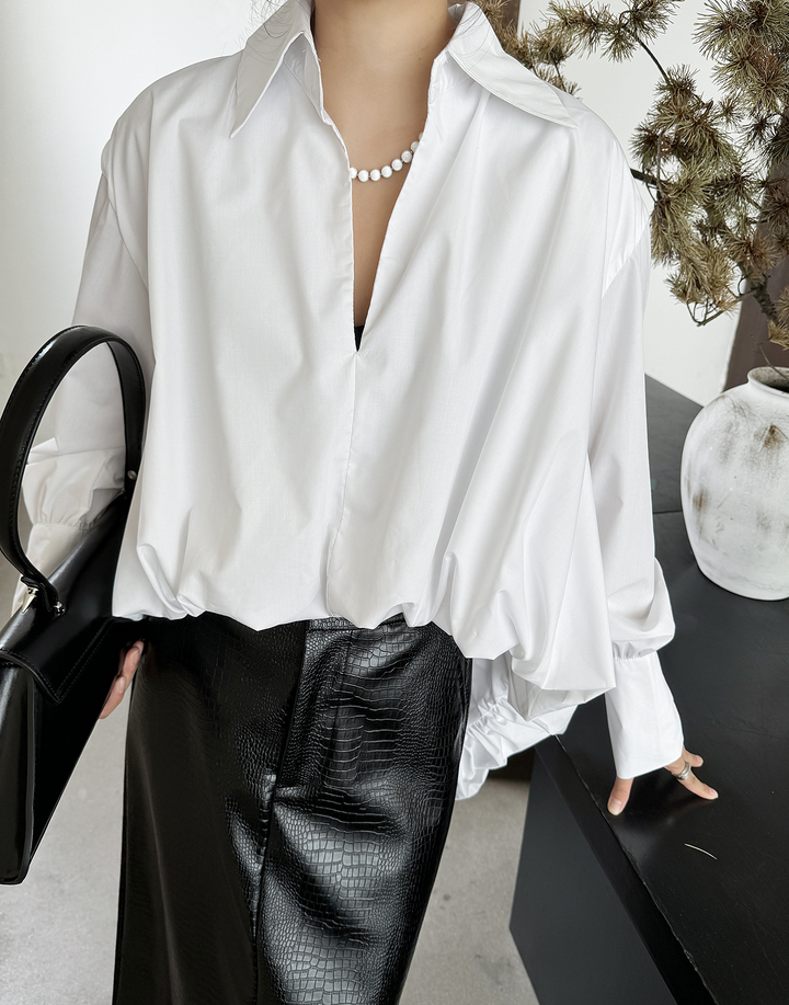 Ⅴ-neck Balloon Design Shirt