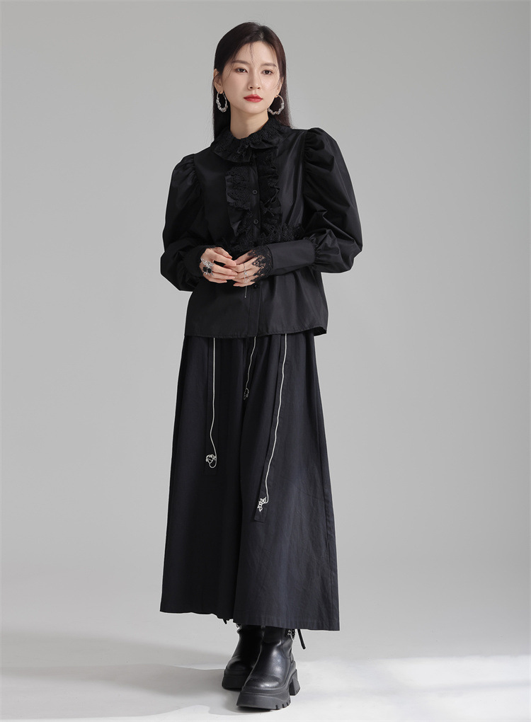 Retro lace flower collar shirt