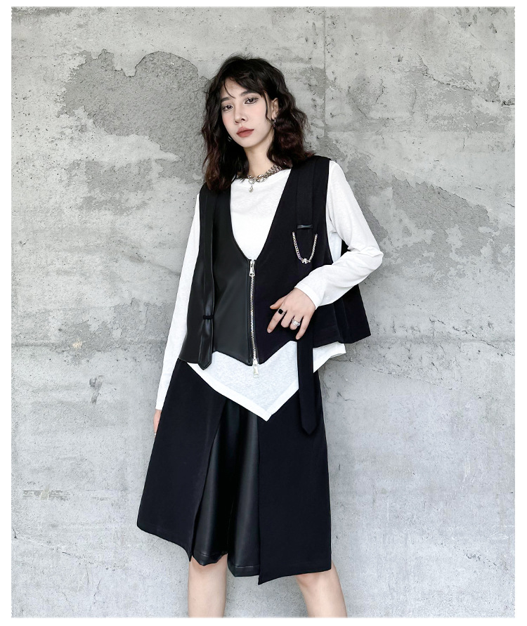 Basic asymmetrical round neck long sleeve t-shirt