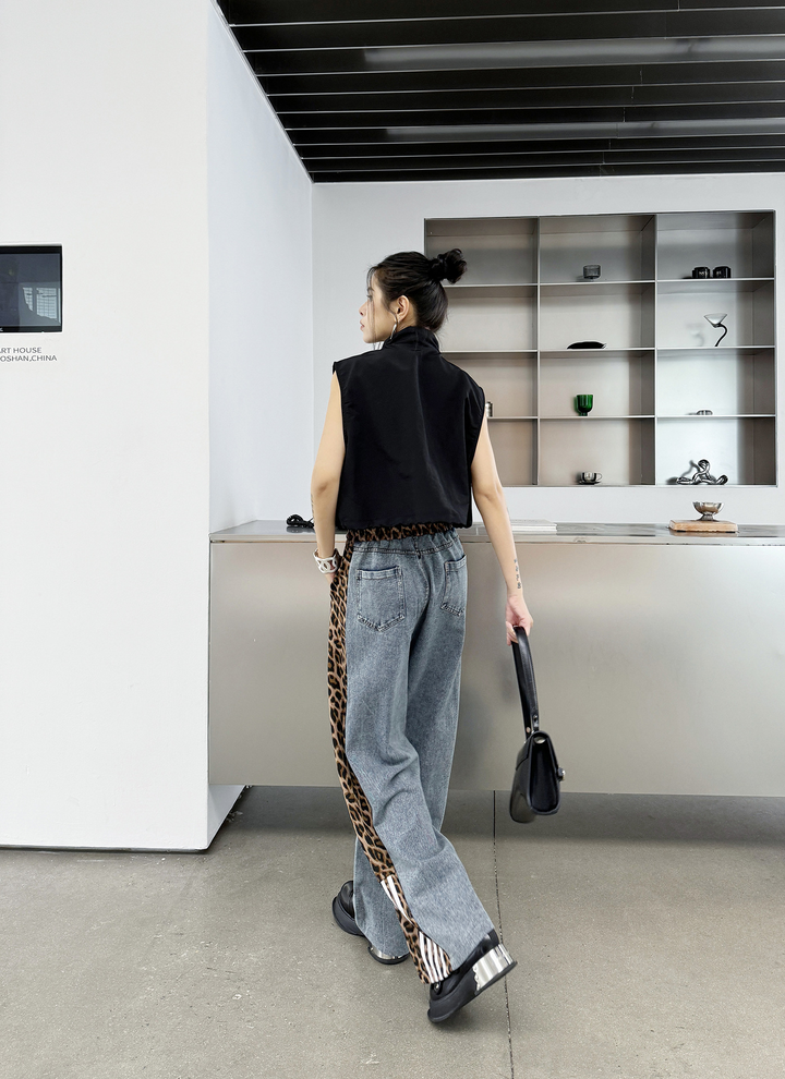 Leopard loose niche design casual pants