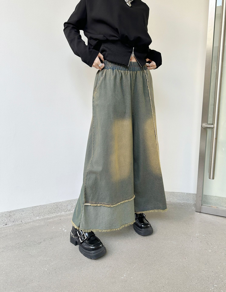 American style drape contrast denim