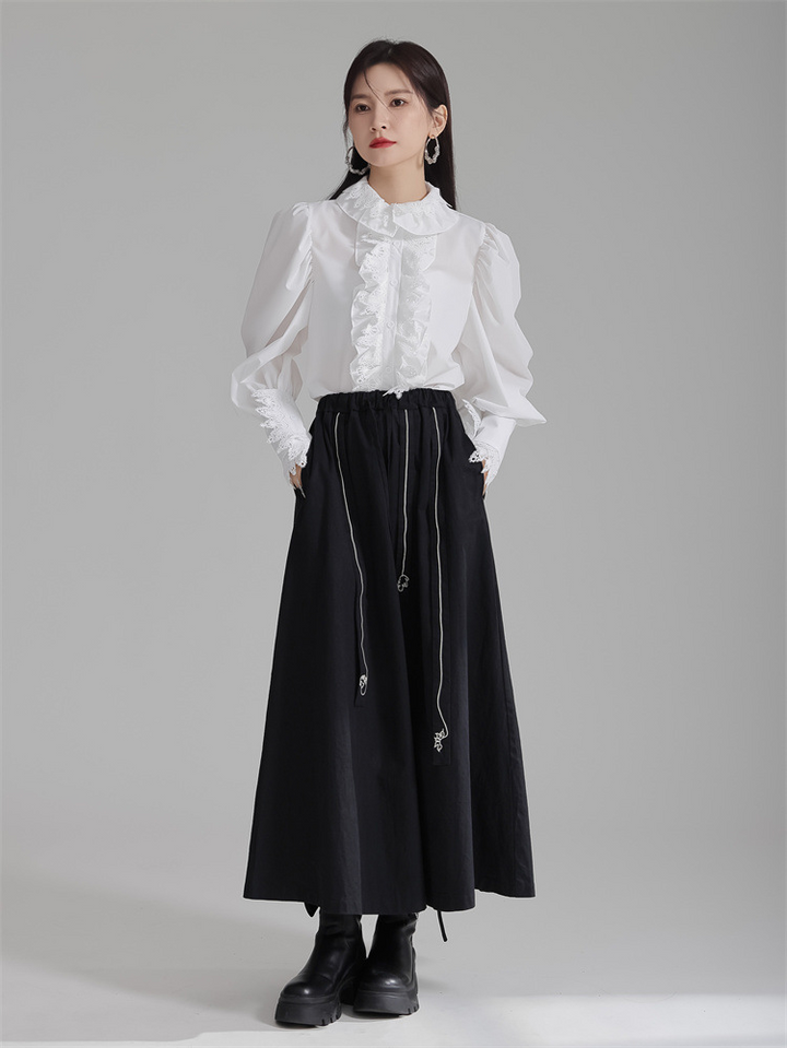 Retro lace flower collar shirt