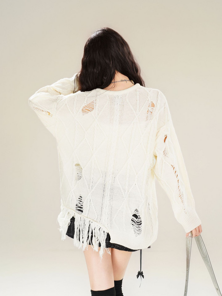 Butterfly Print Knit Pullover Sweater