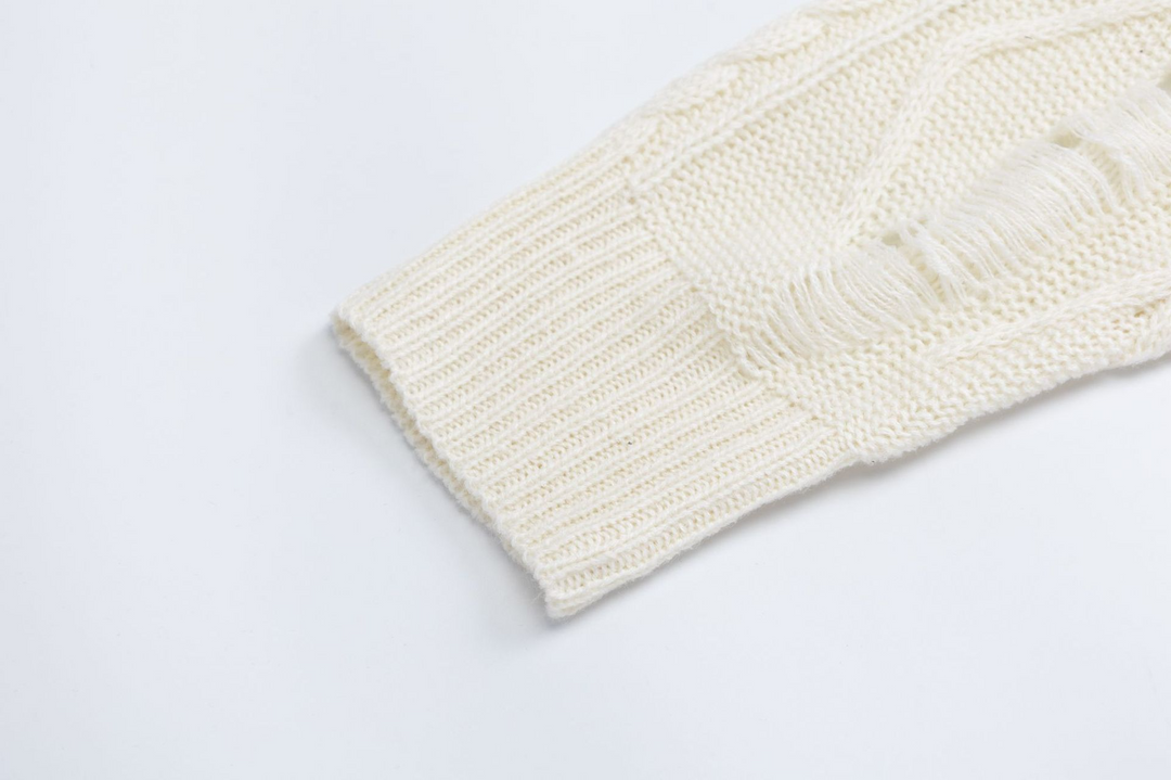 Butterfly Print Knit Pullover Sweater